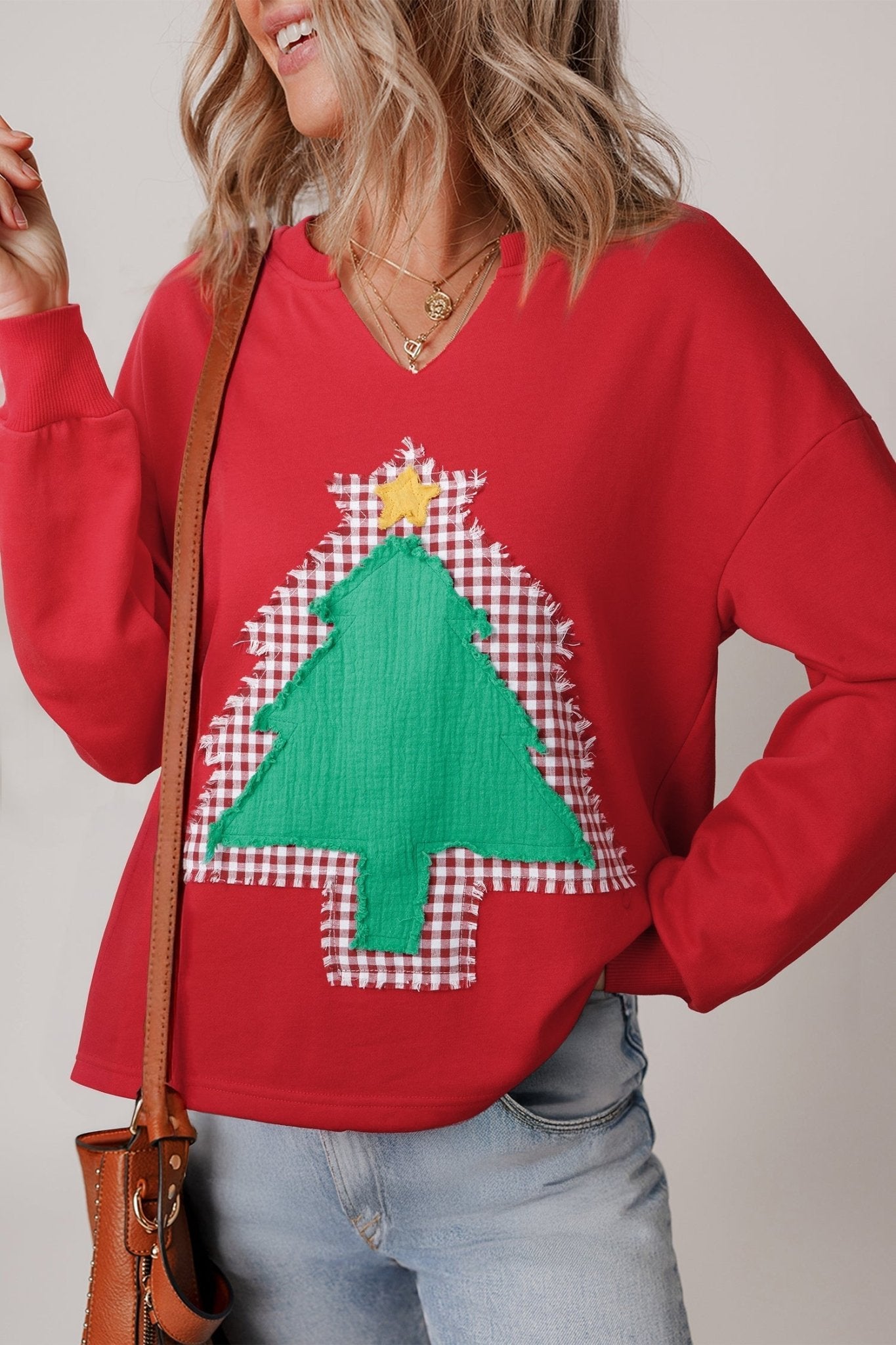 Taraette Patched Drop Shoulder Sweatshirt - Hello Beautiful BoutiqueSweatshirts & HoodiesThreaded Pear