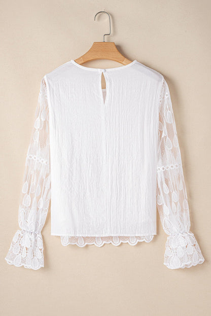 Tassa Mesh Flounce Sleeve Blouse - Hello Beautiful BoutiqueBlouses & ShirtsThreaded Pear