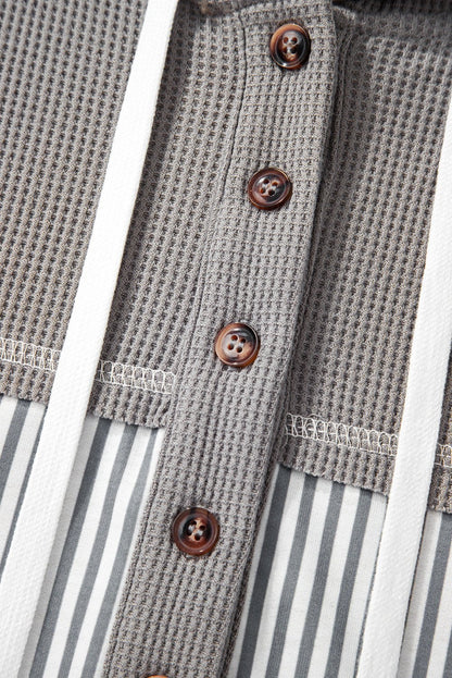 Taytum Patchwork Drawstring Hooded Long Sleeve Top - Hello Beautiful BoutiqueLong Sleeve TopsThreaded Pear