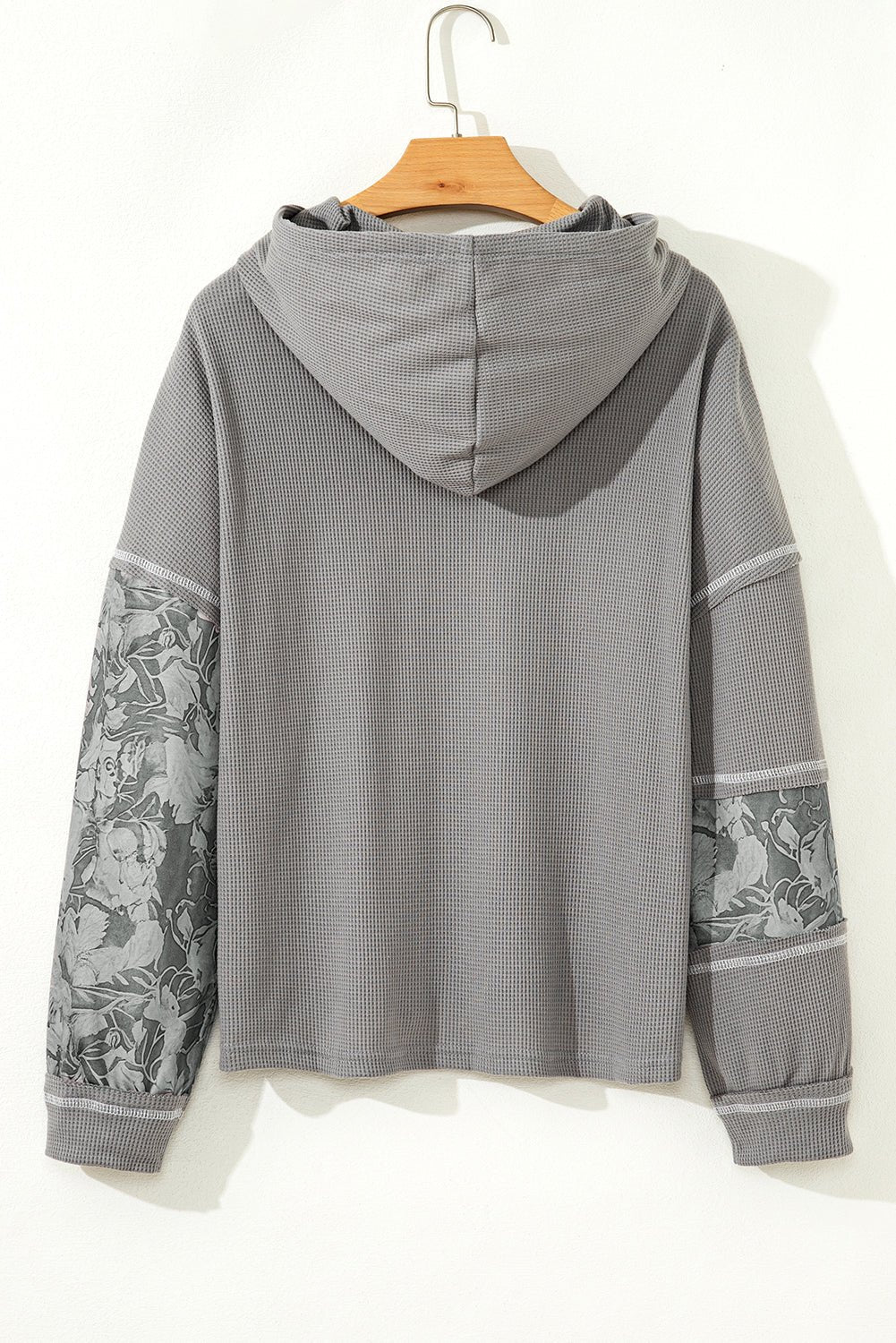 Taytum Patchwork Drawstring Hooded Long Sleeve Top - Hello Beautiful BoutiqueLong Sleeve TopsThreaded Pear