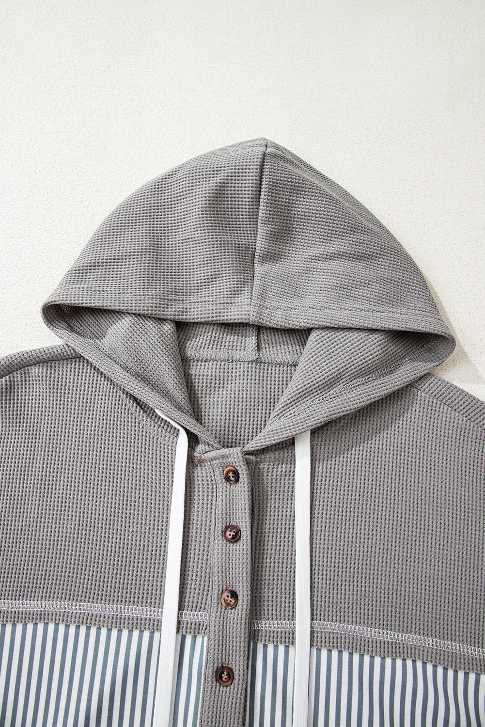 Taytum Patchwork Drawstring Hooded Long Sleeve Top - Hello Beautiful BoutiqueLong Sleeve TopsThreaded Pear