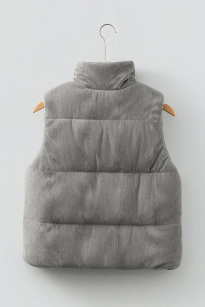 Taytum Stand Zipped Puffer Vest - Hello Beautiful BoutiqueVestsThreaded Pear