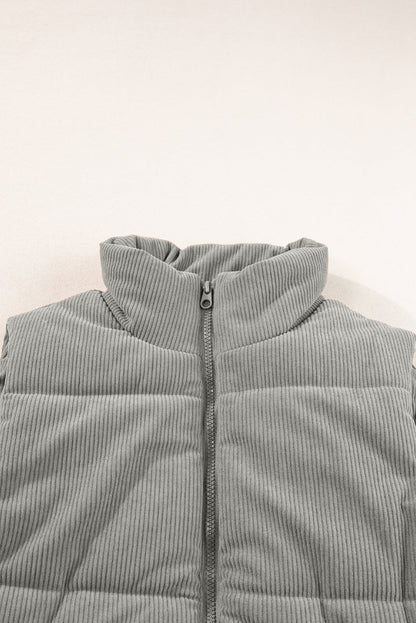 Taytum Stand Zipped Puffer Vest - Hello Beautiful BoutiqueVestsThreaded Pear