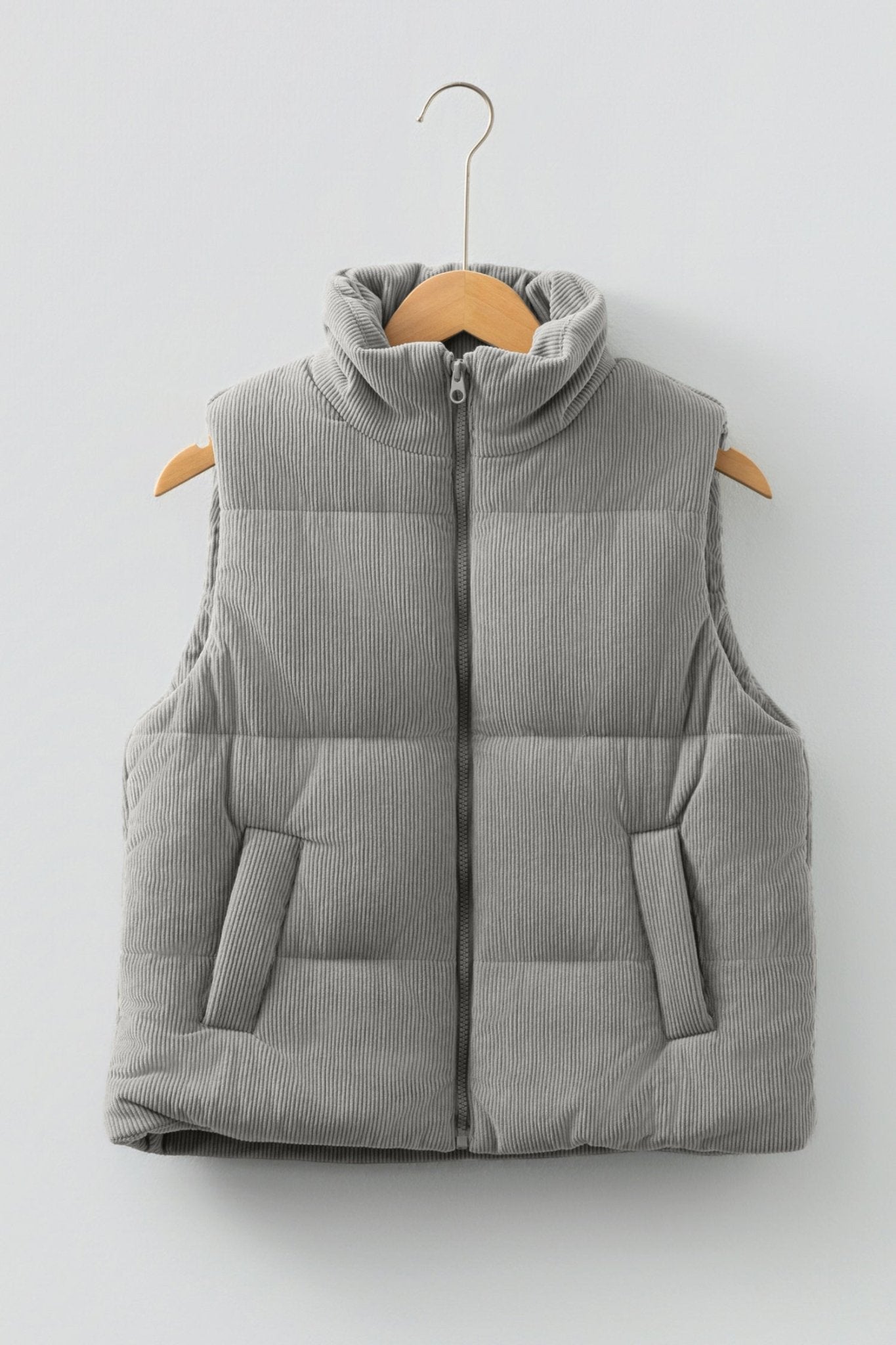 Taytum Stand Zipped Puffer Vest - Hello Beautiful BoutiqueVestsThreaded Pear