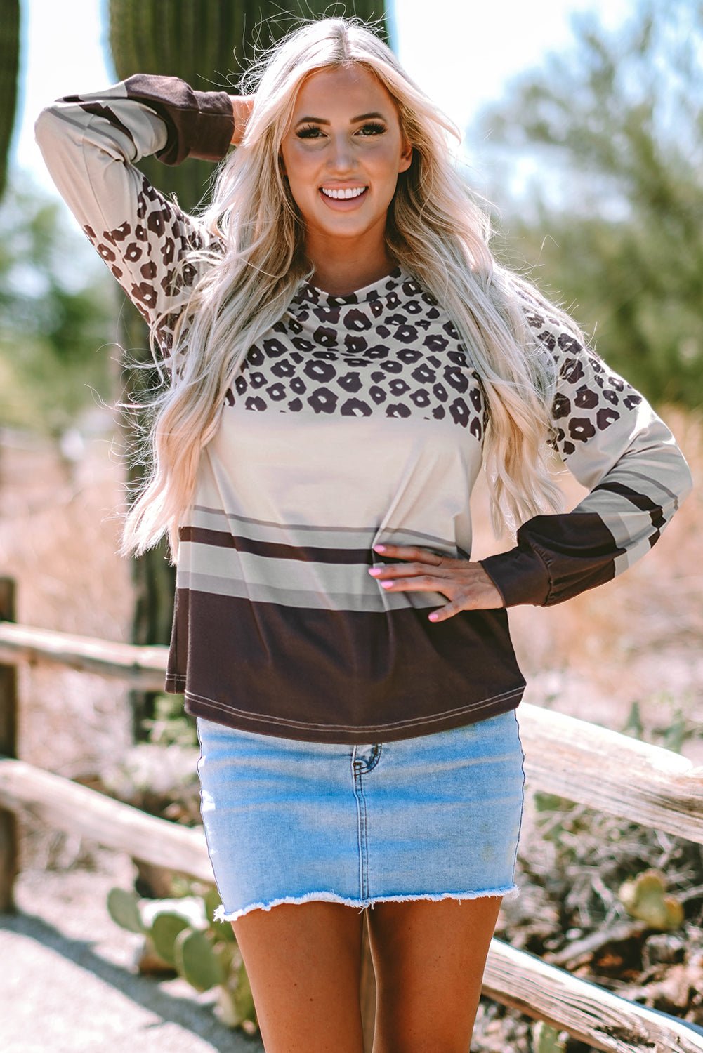 Teagan Color Block Crewneck Long Sleeve Top - Hello Beautiful BoutiqueLong Sleeve TopsThreaded Pear
