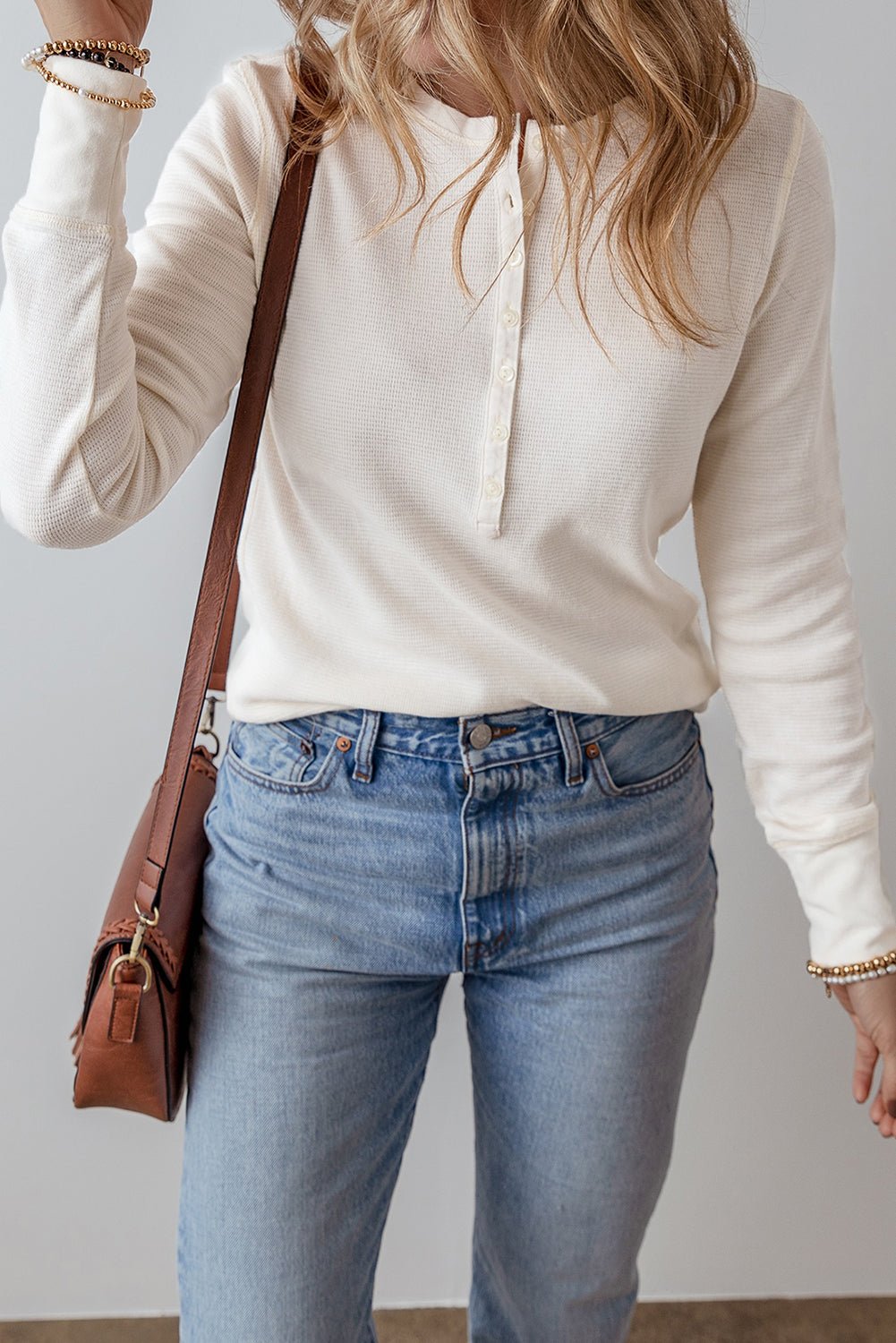 Teresa Color Waffle Half Long Sleeve Top - Hello Beautiful BoutiqueLong Sleeve TopsThreaded Pear