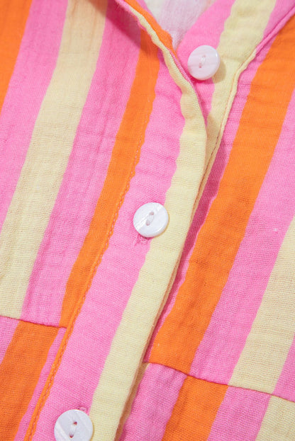 Teresa Stripe Crinkled Half PLUS Blouse - Hello Beautiful BoutiquePlus Size Blouses & ShirtsThreaded Pear