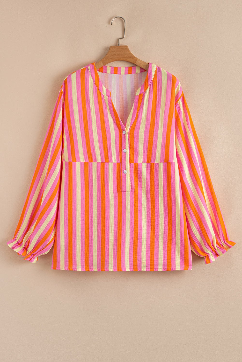 Teresa Stripe Crinkled Half PLUS Blouse - Hello Beautiful BoutiquePlus Size Blouses & ShirtsThreaded Pear