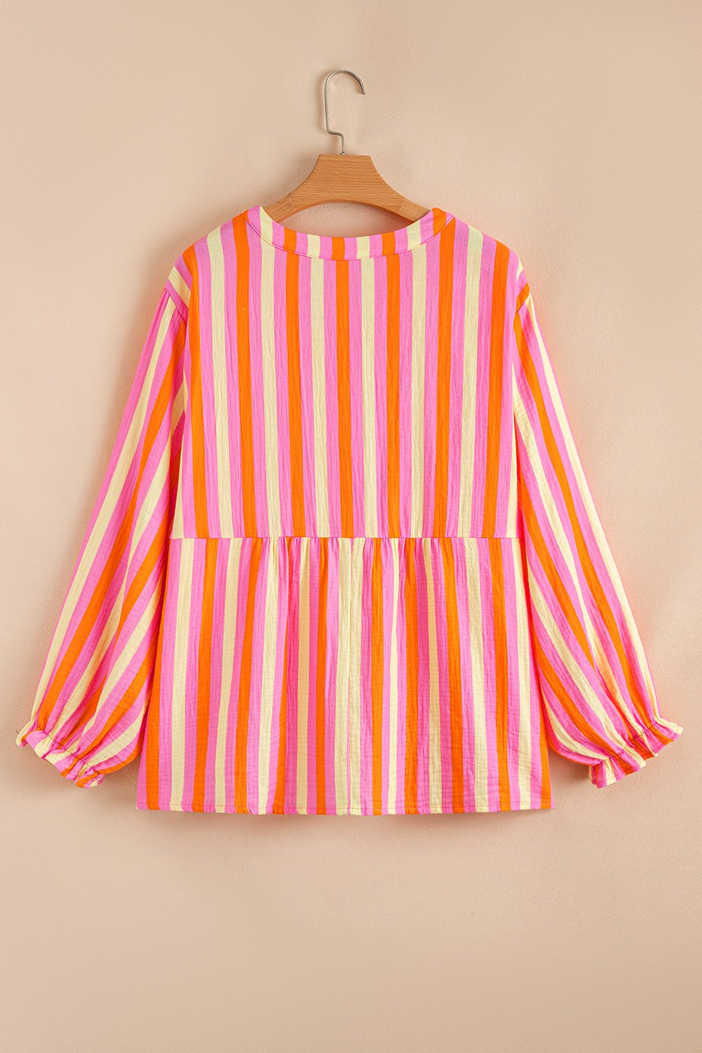 Teresa Stripe Crinkled Half PLUS Blouse - Hello Beautiful BoutiquePlus Size Blouses & ShirtsThreaded Pear