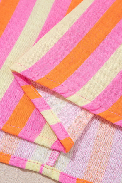 Teresa Stripe Crinkled Half PLUS Blouse - Hello Beautiful BoutiquePlus Size Blouses & ShirtsThreaded Pear
