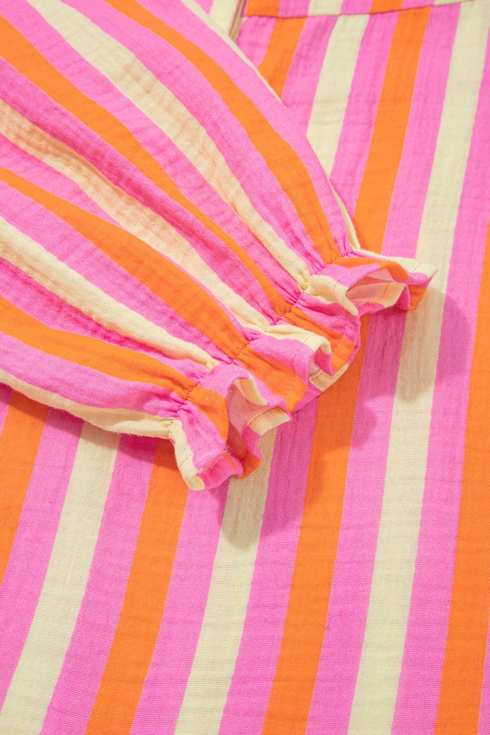 Teresa Stripe Crinkled Half PLUS Blouse - Hello Beautiful BoutiquePlus Size Blouses & ShirtsThreaded Pear