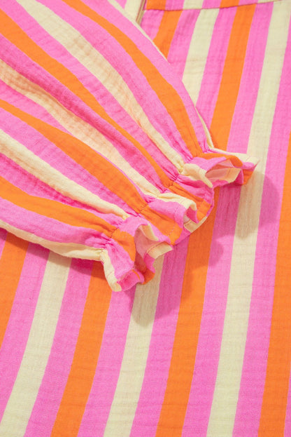 Teresa Stripe Crinkled Half PLUS Blouse - Hello Beautiful BoutiquePlus Size Blouses & ShirtsThreaded Pear