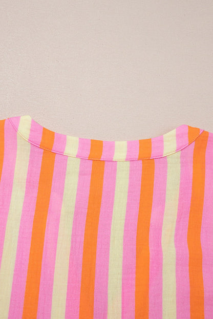 Teresa Stripe Crinkled Half PLUS Blouse - Hello Beautiful BoutiquePlus Size Blouses & ShirtsThreaded Pear