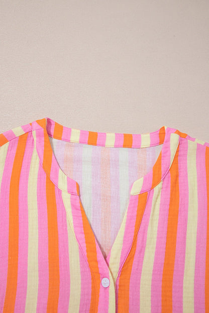 Teresa Stripe Crinkled Half PLUS Blouse - Hello Beautiful BoutiquePlus Size Blouses & ShirtsThreaded Pear