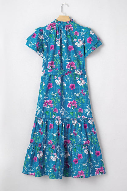 Tessa Tie Belted Long Dress - Hello Beautiful BoutiqueFloral DressesThreaded Pear