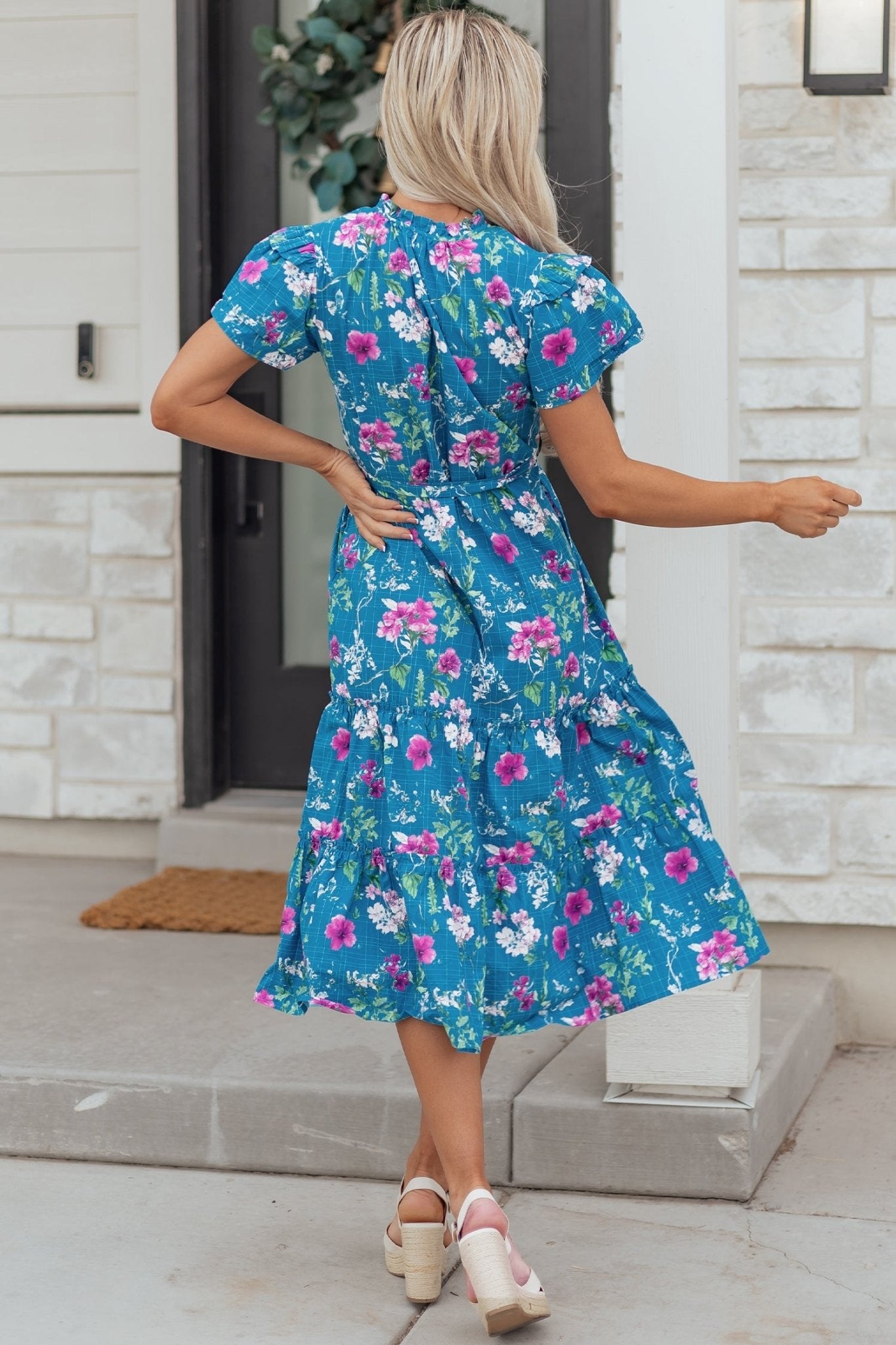 Tessa Tie Belted Long Dress - Hello Beautiful BoutiqueFloral DressesThreaded Pear