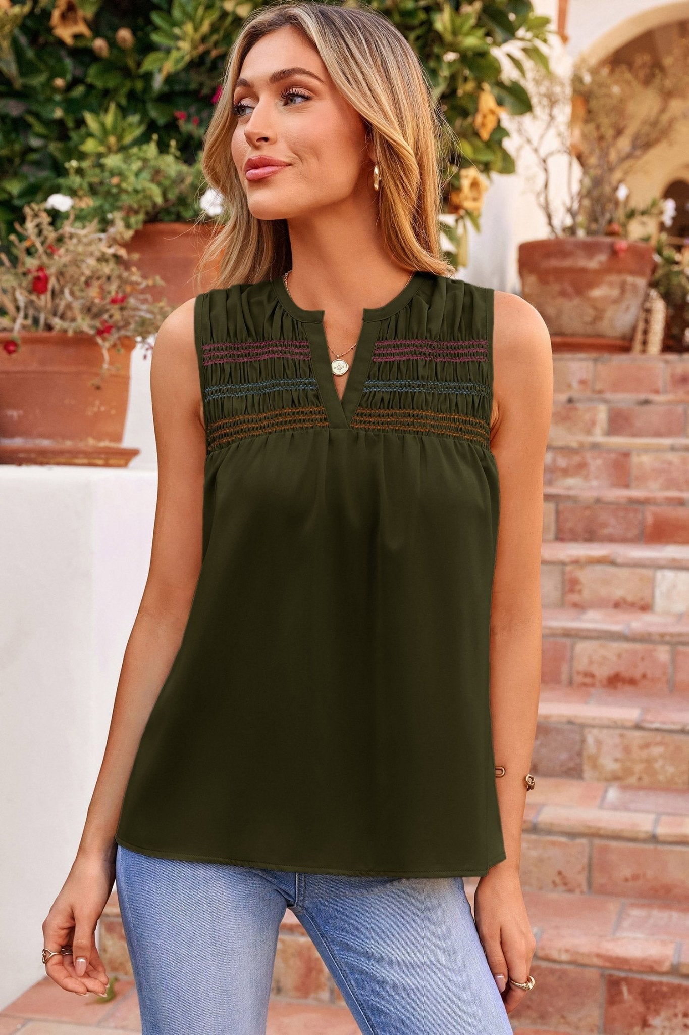 Thalia Stitch Sleeveless Shift Top - Hello Beautiful BoutiqueTank TopsThreaded Pear