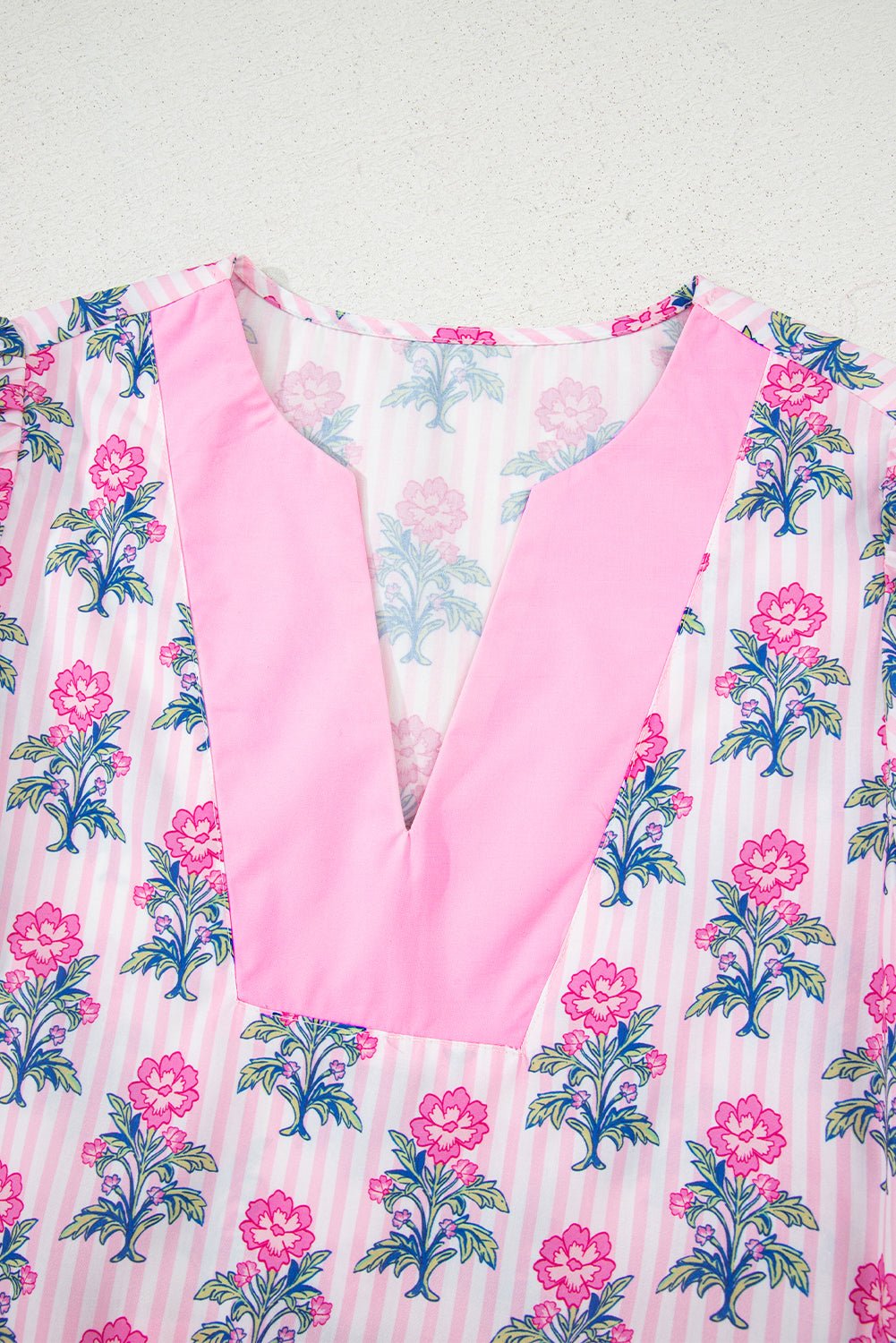 Theodora Patchwork Ruffle Hem Blouse - Hello Beautiful BoutiqueBlouses & ShirtsThreaded Pear