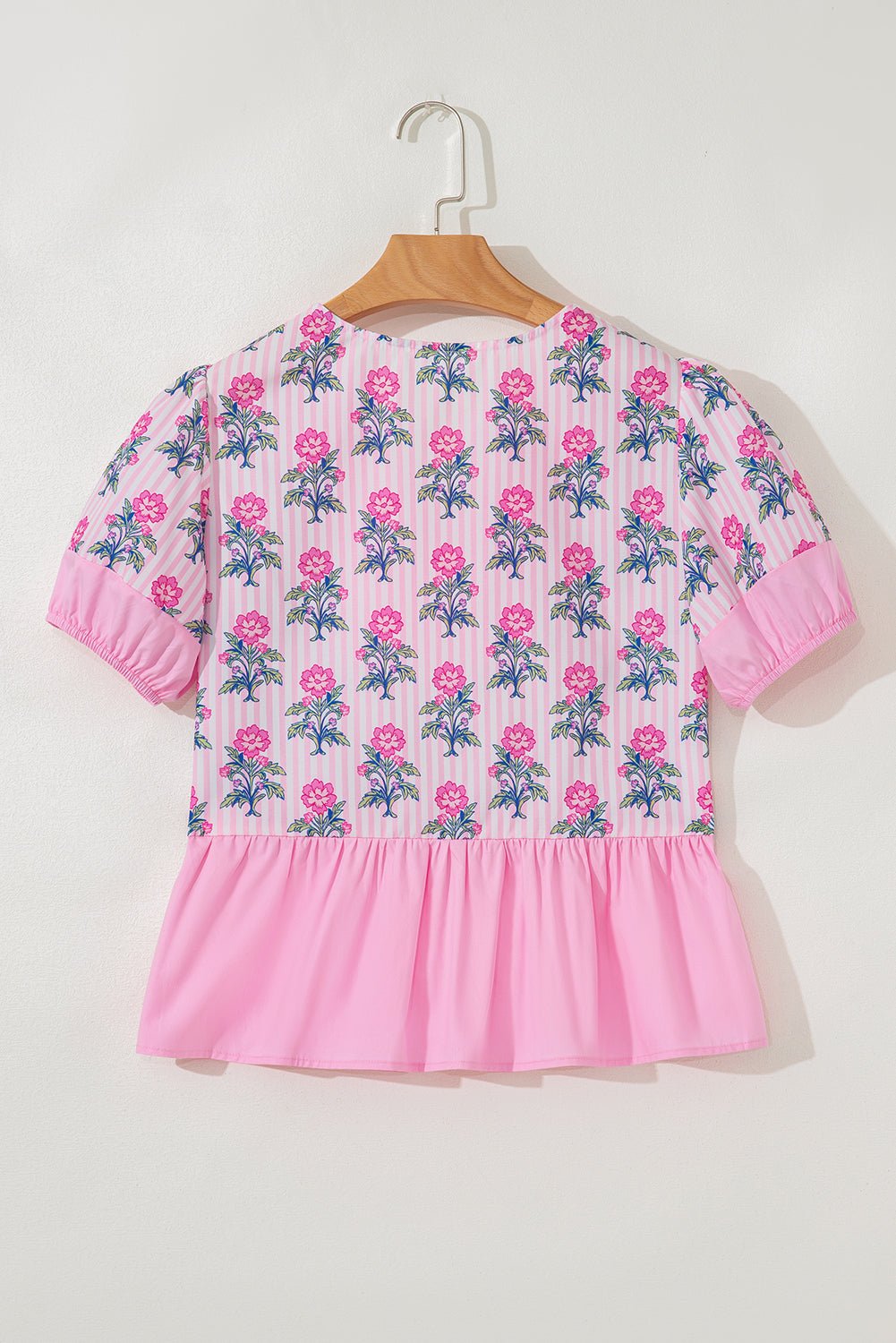 Theodora Patchwork Ruffle Hem Blouse - Hello Beautiful BoutiqueBlouses & ShirtsThreaded Pear