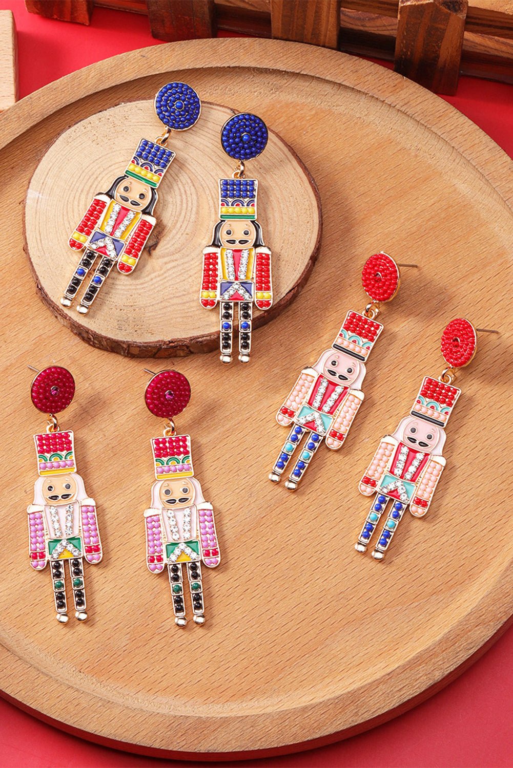 Tiana Beaded Christmas Nutcracker Earrings - Hello Beautiful BoutiqueJewelryThreaded Pear
