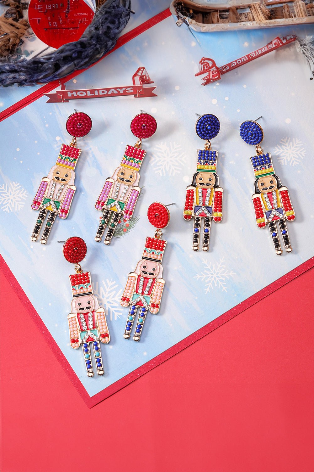Tiana Beaded Christmas Nutcracker Earrings - Hello Beautiful BoutiqueJewelryThreaded Pear