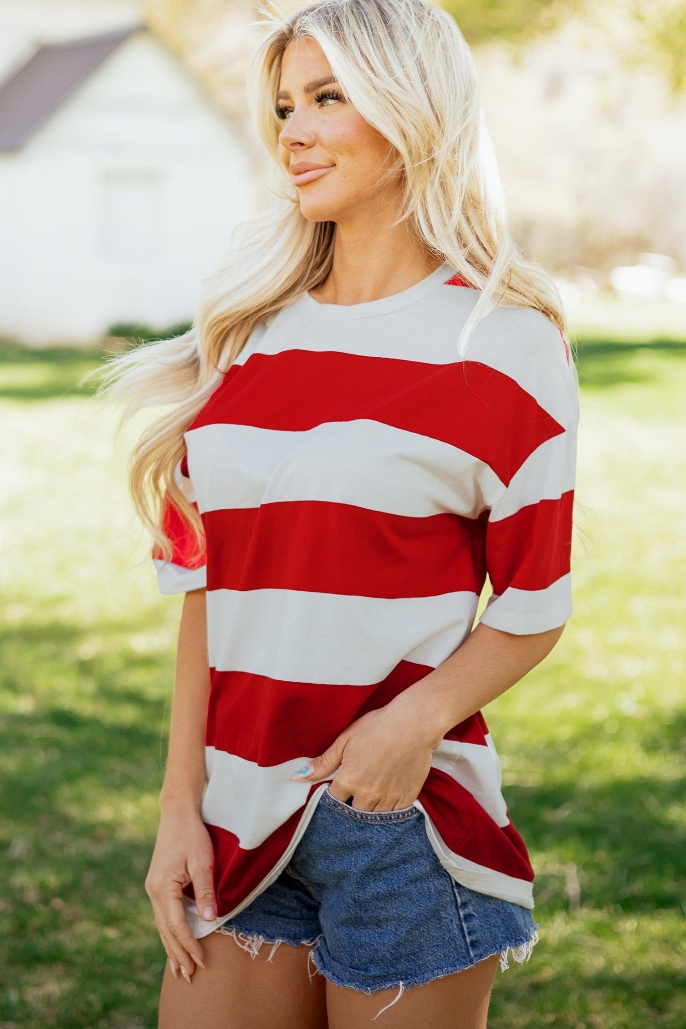 Tiana Block Oversize Tunic Tee - Hello Beautiful BoutiqueTops & TeesThreaded Pear