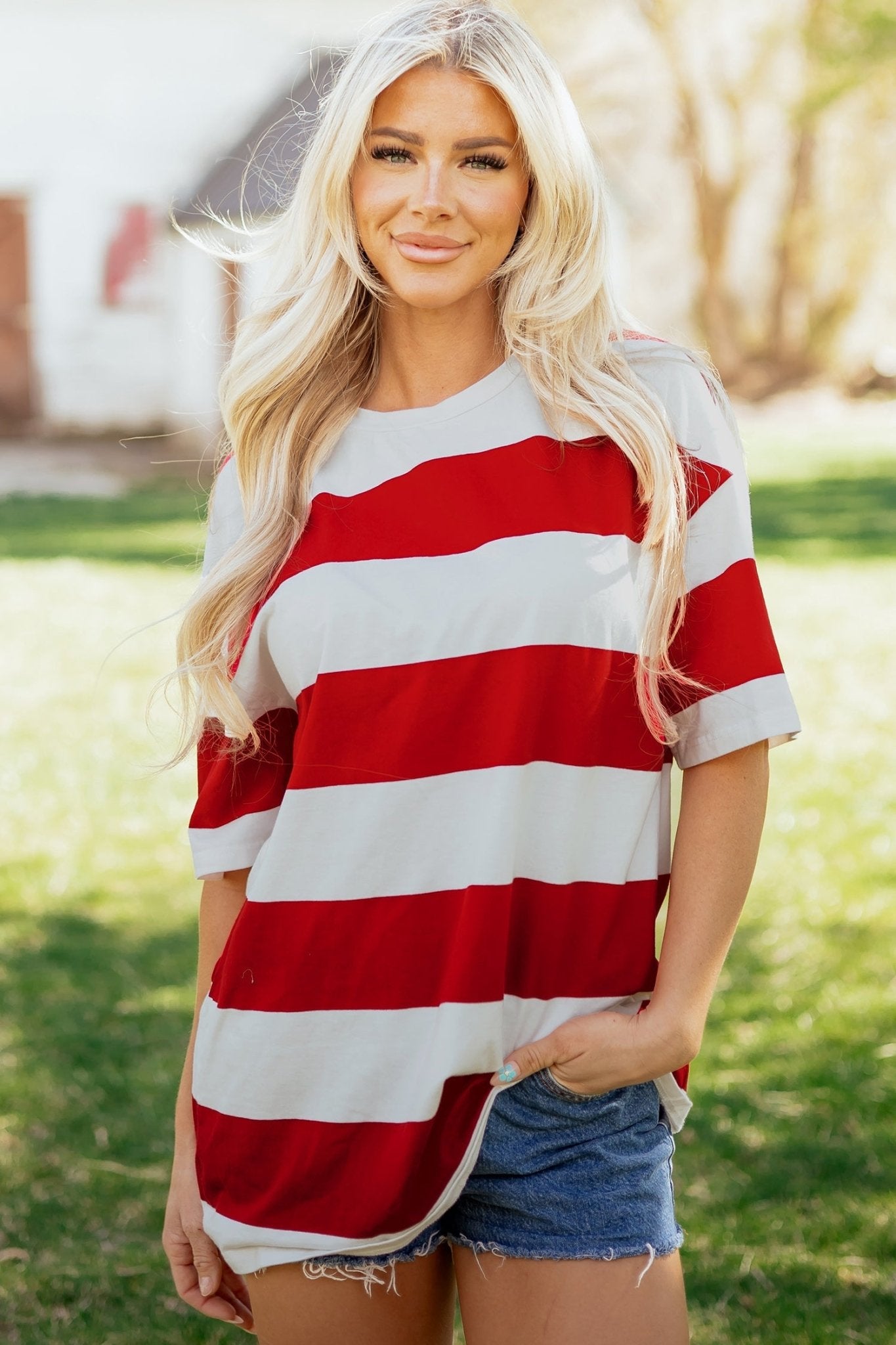 Tiana Block Oversize Tunic Tee - Hello Beautiful BoutiqueTops & TeesThreaded Pear