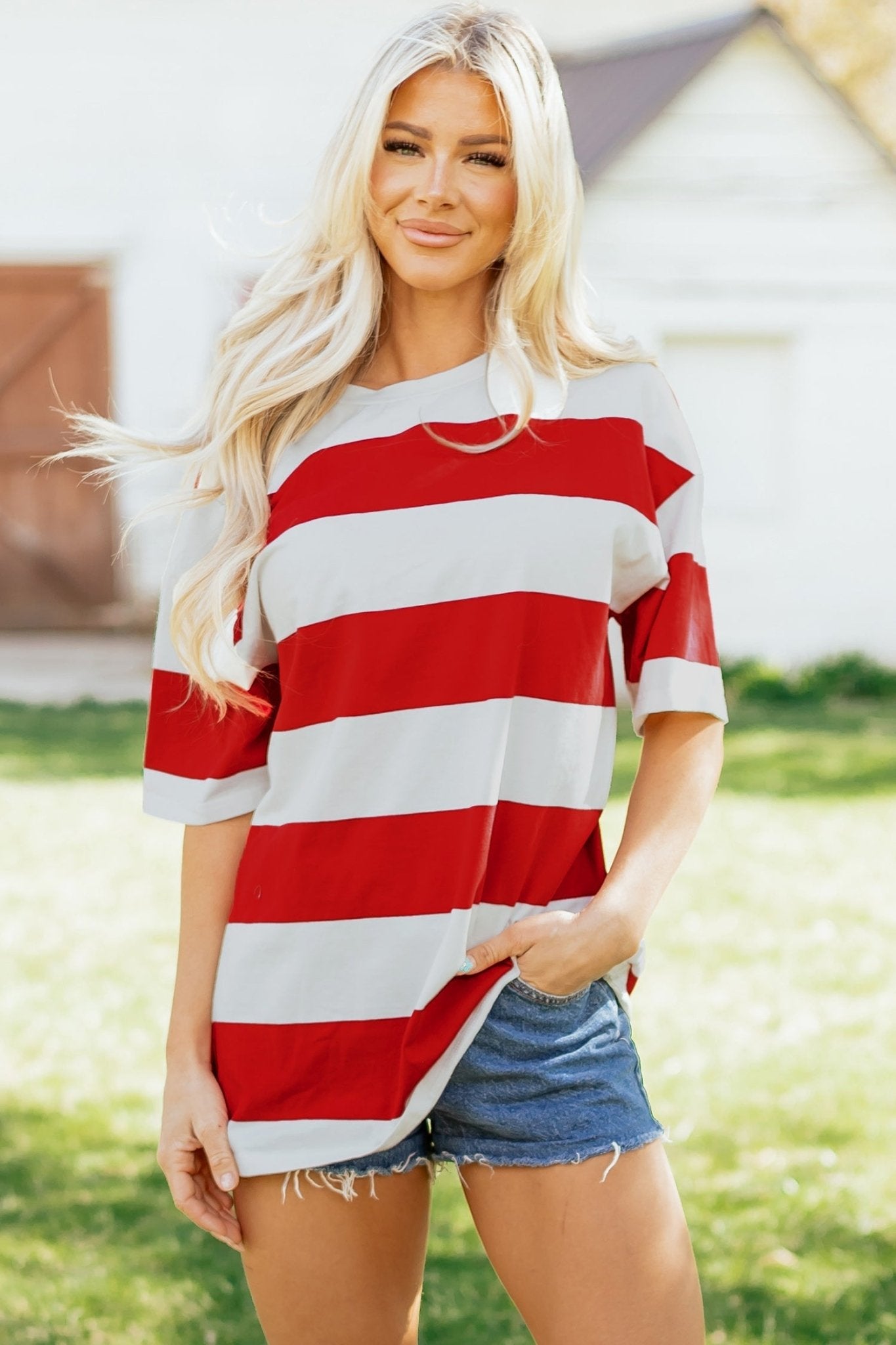 Tiana Block Oversize Tunic Tee - Hello Beautiful BoutiqueTops & TeesThreaded Pear