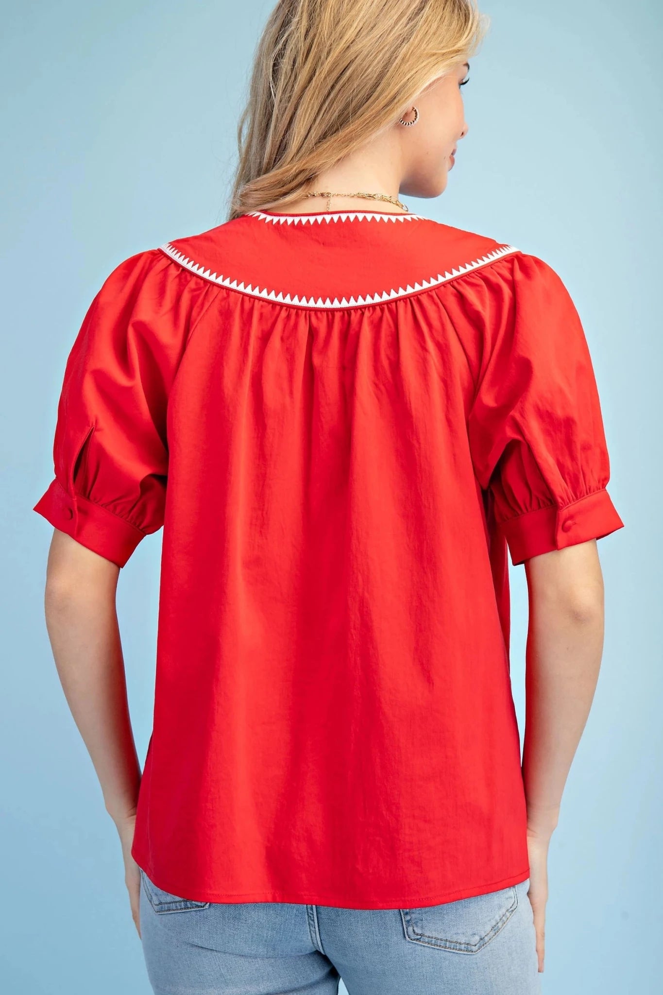 Tie Neck Top with Embroidery - Hello Beautiful BoutiqueTopGigio