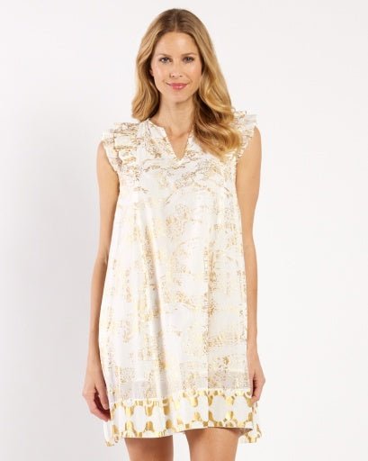 Tiegen Toile White Gold Dress - Hello Beautiful BoutiqueDressJude Connally