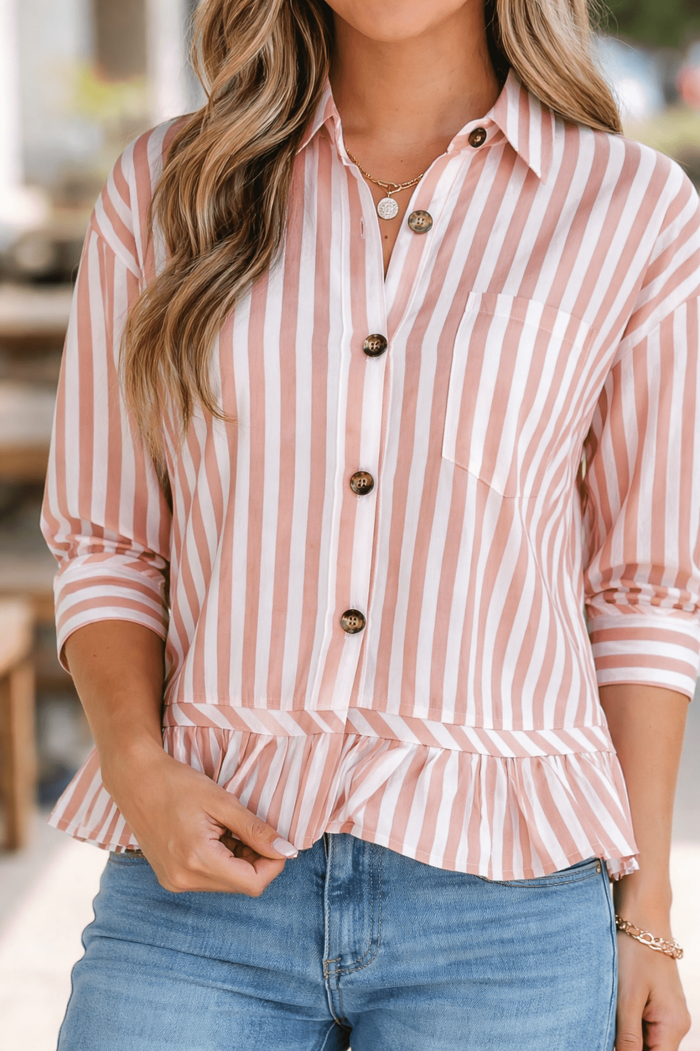Tiffany Sleeve Ruffle Hem Shirt - Hello Beautiful BoutiqueBlouses & ShirtsThreaded Pear