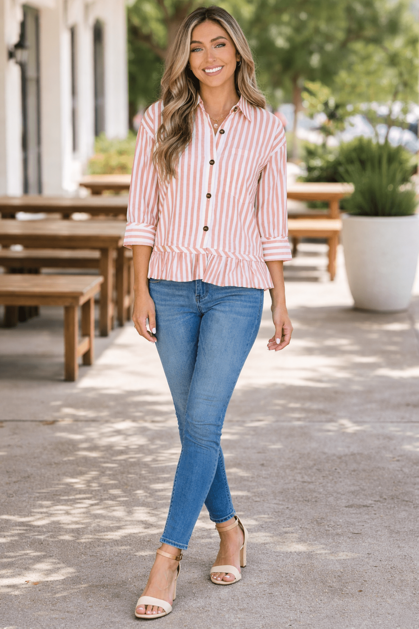 Tiffany Sleeve Ruffle Hem Shirt - Hello Beautiful BoutiqueBlouses & ShirtsThreaded Pear