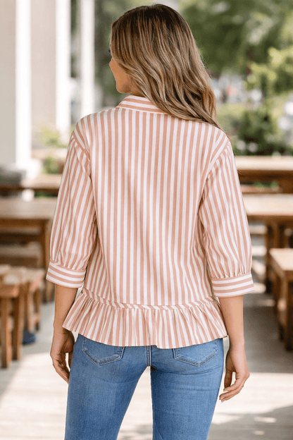 Tiffany Sleeve Ruffle Hem Shirt - Hello Beautiful BoutiqueBlouses & ShirtsThreaded Pear