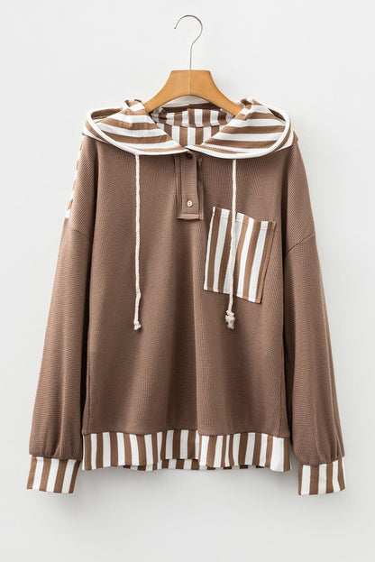 Tilly Striped Patchwork Drawstring Hoodie - Hello Beautiful BoutiqueLong Sleeve TopsThreaded Pear