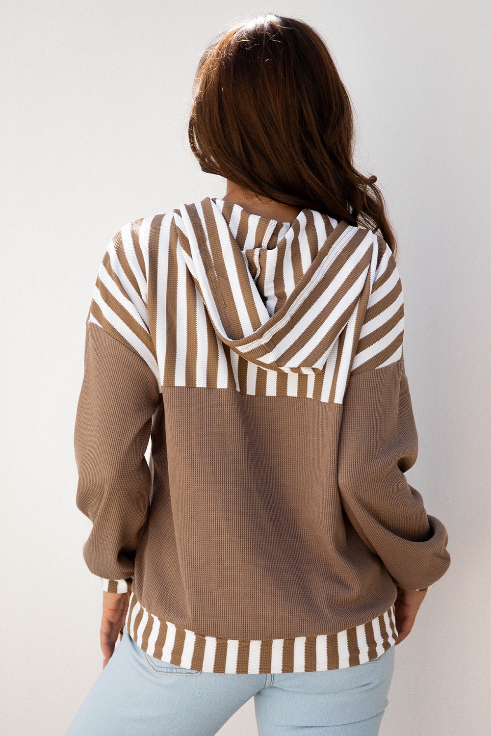 Tilly Striped Patchwork Drawstring Hoodie - Hello Beautiful BoutiqueLong Sleeve TopsThreaded Pear