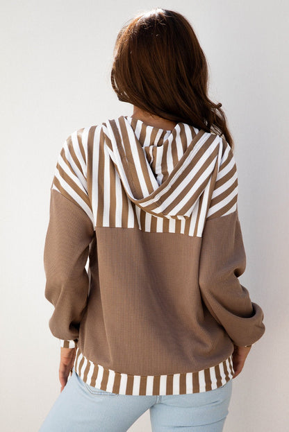 Tilly Striped Patchwork Drawstring Hoodie - Hello Beautiful BoutiqueLong Sleeve TopsThreaded Pear