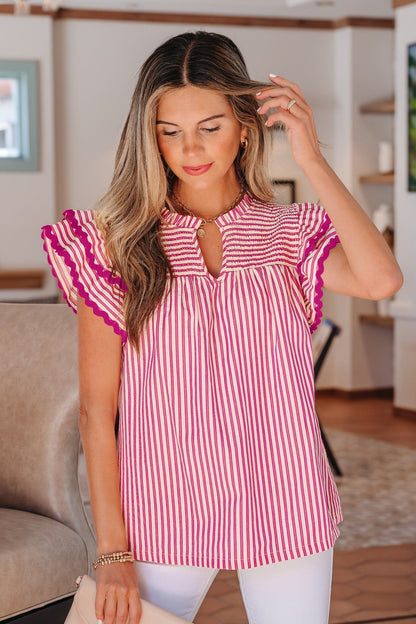 Treasure Ruffled Short Sleeve Blouse - Hello Beautiful BoutiqueBlouses & ShirtsThreaded Pear