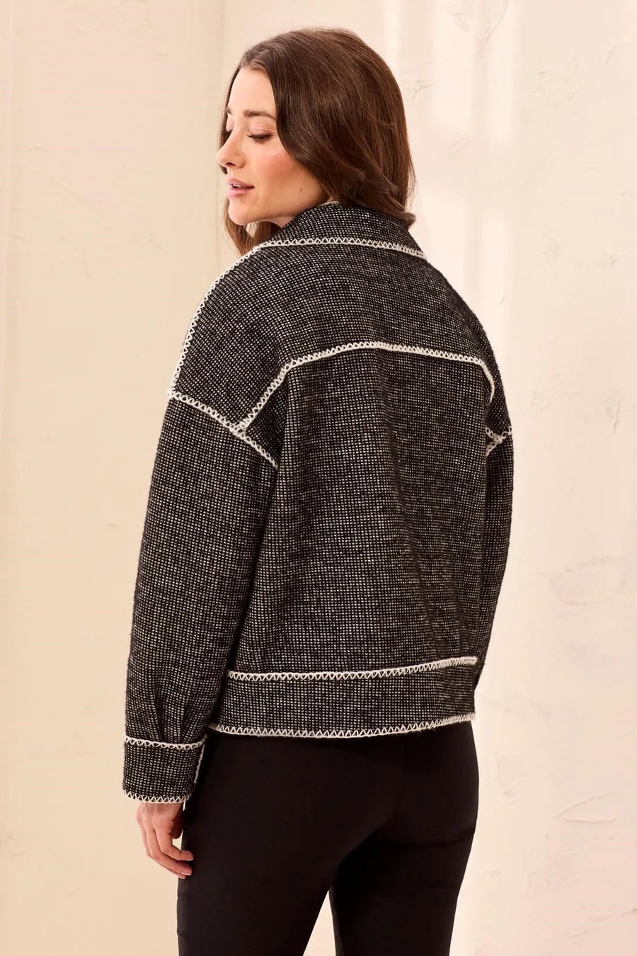 Tribal Eyelash Jacquard V-Neck Button-Front Jacket - Hello Beautiful BoutiqueJacketTribal