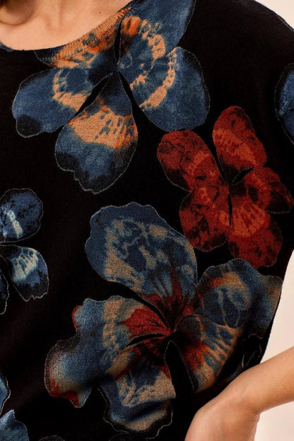 Tribal Floral Print Crewneck Sweater in Maple - Hello Beautiful BoutiqueTribal
