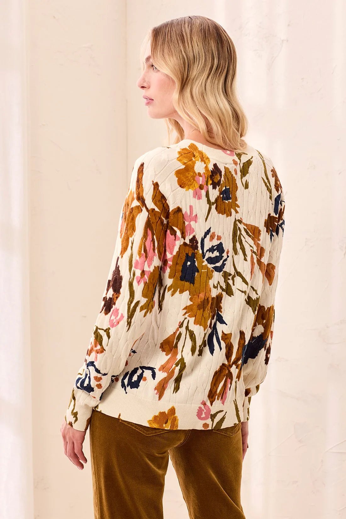 Tribal Printed Cotton Cable-Knit Crewneck Sweater in Stellar - Hello Beautiful BoutiqueSweaterTribal
