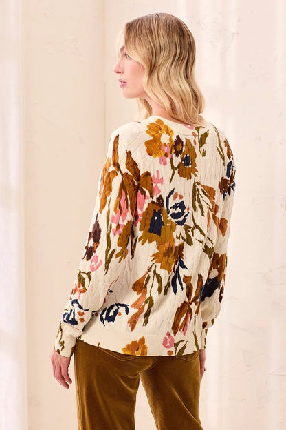 Tribal Printed Cotton Cable-Knit Crewneck Sweater in Stellar - Hello Beautiful BoutiqueSweaterTribal