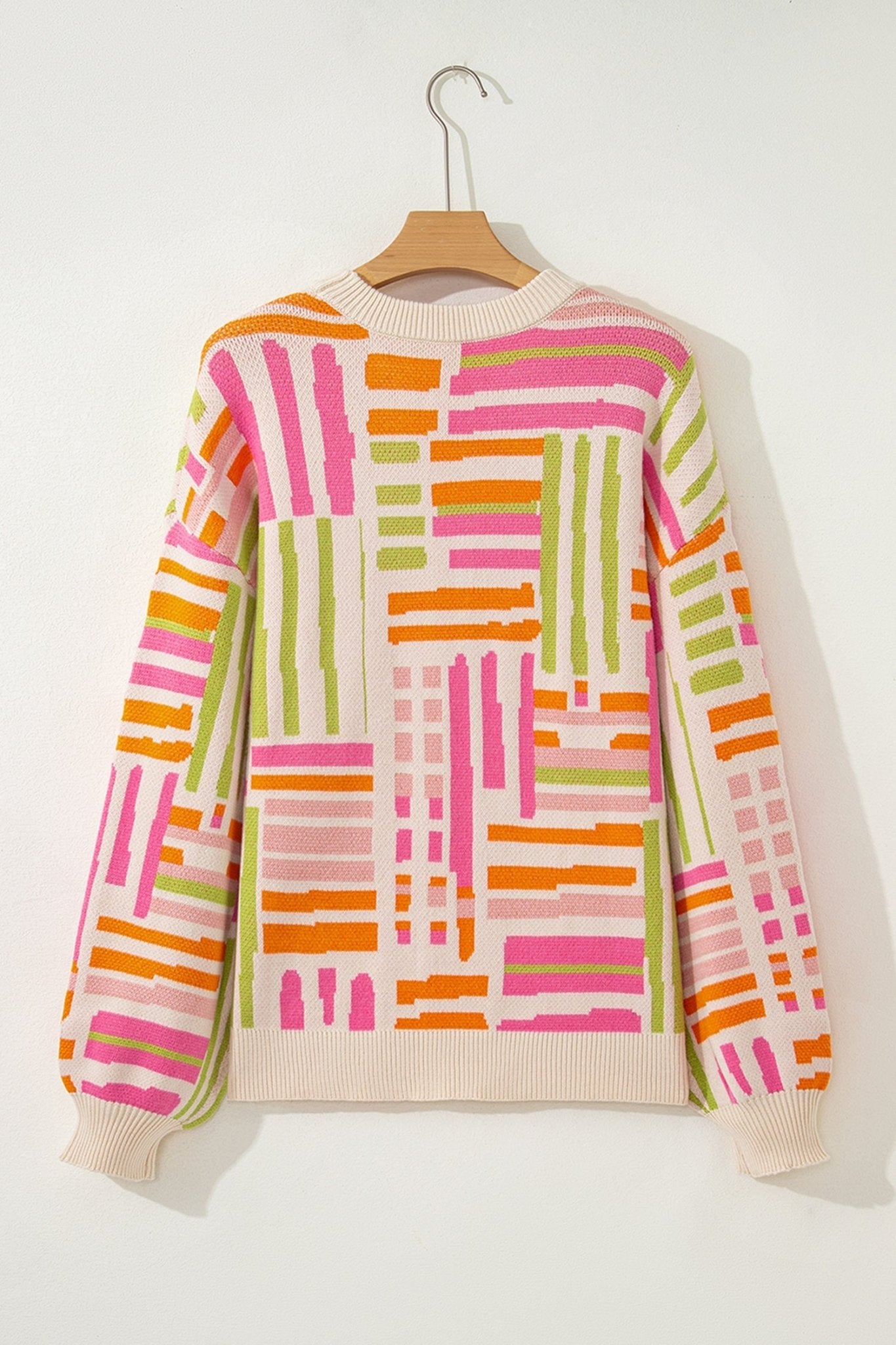 Tru Pattern Puff Sleeve Sweater - Hello Beautiful BoutiqueSweatersThreaded Pear