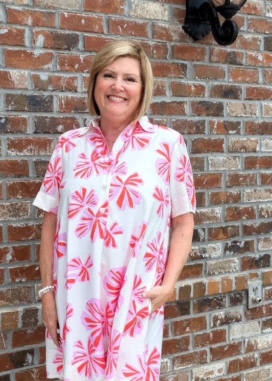 Uncle Frank Pinwheel Print Half - Button Swing Dress - Hello Beautiful BoutiqueDressesUncle Frank