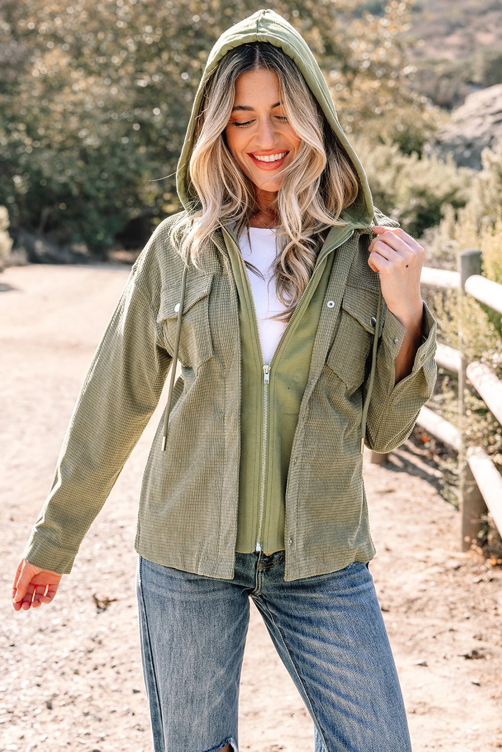 Undine Knit Textured Hooded Jacket - Hello Beautiful BoutiqueJacketsThreaded Pear