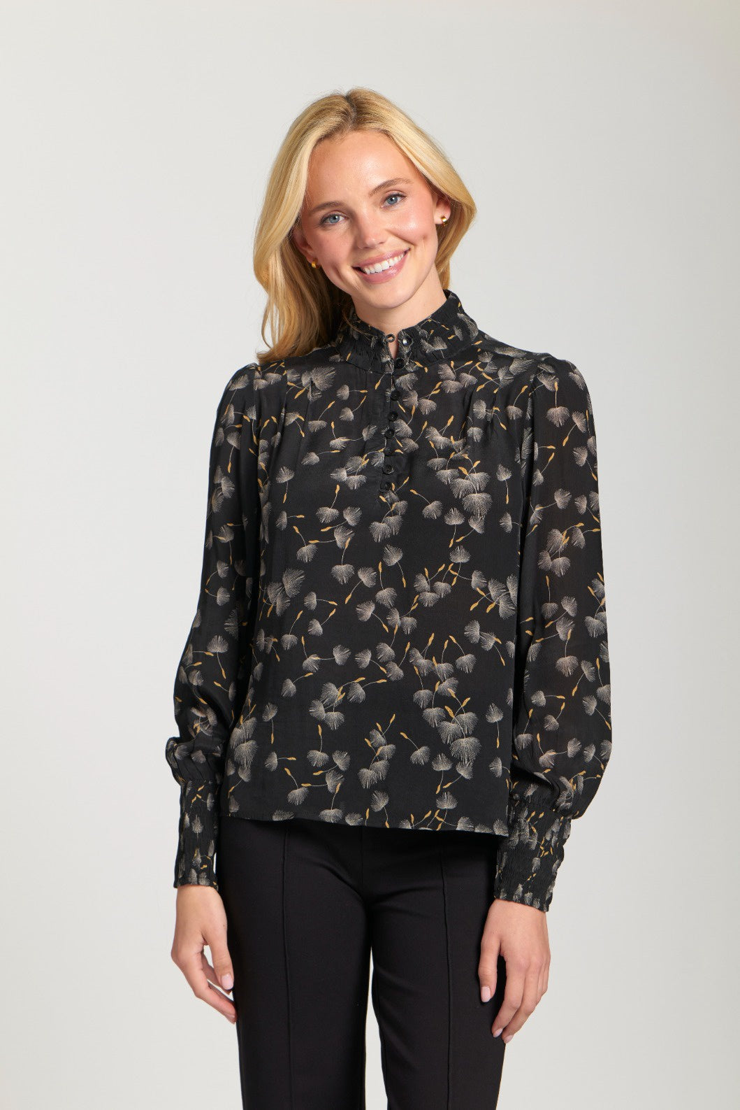 Puff Sleeve Blouse w/ Ruched Detail T47P/C 157D