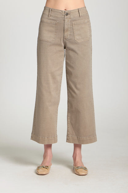 Cropped Wide Leg Pant w/ Patch Pockets B168