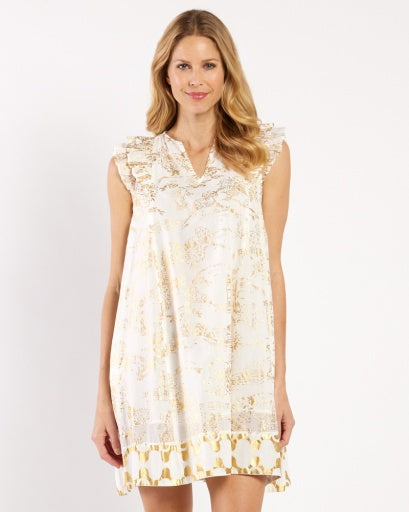 Tiegen Toile White Gold Dress