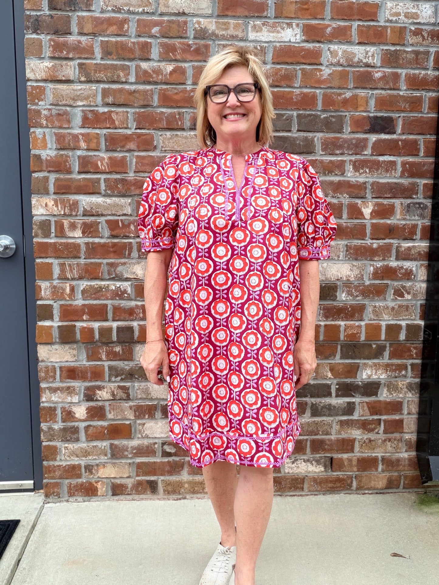 Uncle Frank Puff Sleeve Floral Print Dress