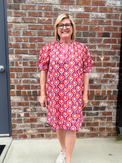 Uncle Frank Puff Sleeve Floral Print Dress