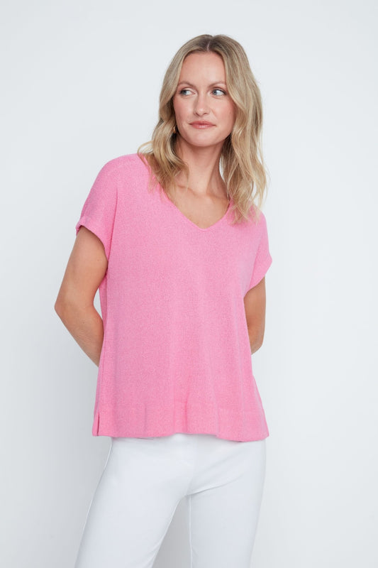 V Neck Knit Top R7808 - Hello Beautiful BoutiqueTopRenuar